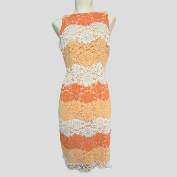 New York & Company Shades of Orange Lace Sleeveless Dress - Picture 1 of 11